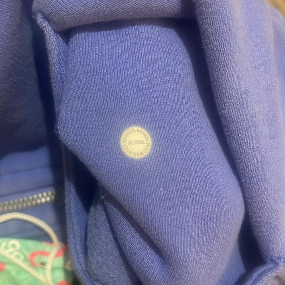 Lululemon scuba BEAUTIFUL Blue Half-Zip Cropped Hoodie XL XXL soft, thumb holes - Picture 12 of 14